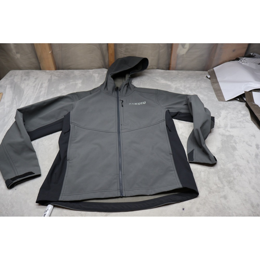 Kuiu Jacket Mens‎ Medium Grey Rubicon Softshell Hooded Wind Rain Full Zip Hiking